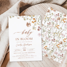 ワイルドフラワーベビーイン開花ベビーシャワーテラコッタ 招待状