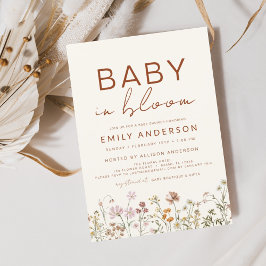 ワイルドフラワーベビーイン開花ベビーシャワーテラコッタ 招待状