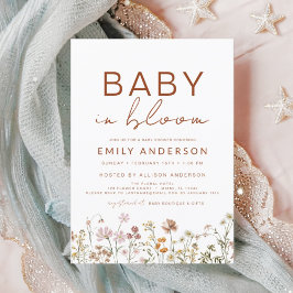 ワイルドフラワーベビーイン開花ベビーシャワーテラコッタ 招待状