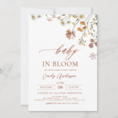 ワイルドフラワーベビーイン開花ベビーシャワーテラコッタ 招待状 (正面)