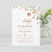 ワイルドフラワーベビーイン開花ベビーシャワーテラコッタ 招待状 (スタンド正面)