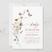 ワイルドフラワーベビーイン開花ベビーシャワーテラコッタ 招待状 (正面)