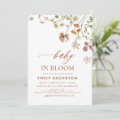 ワイルドフラワーベビーイン開花ベビーシャワーテラコッタ 招待状 (スタンド正面)