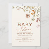 ワイルドフラワーベビーイン開花ベビーシャワーテラコッタ 招待状 (正面)