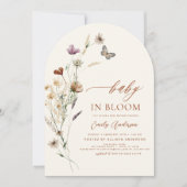 ワイルドフラワーベビーイン開花ベビーシャワーテラコッタ 招待状 (正面)