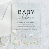 ワイルドフラワーベビーイン開花ベビーシャワーボホガーデン アクリル招待状