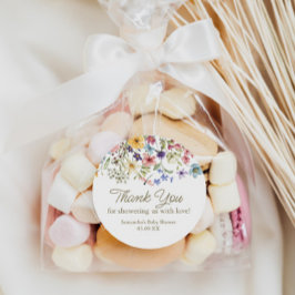 ワイルドフラワーベビーイン開花ベビーシャワーメッセージカード ラウンドシール