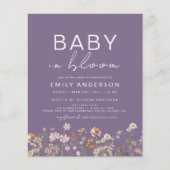 ワイルドフラワーベビーイン開花ベビーシャワー招待状 (正面)