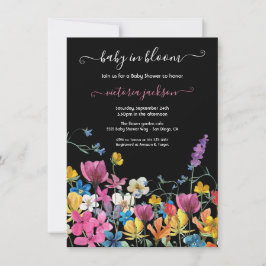 ワイルドフラワーベビーイン開花ベビーシャワー招待状 招待状