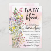 ワイルドフラワーベビーイン開花ベビーシャワー招待状 招待状 (正面/裏面)