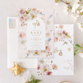 ワイルドフラワーベビーイン開花ベビーシャワー招待状 招待状