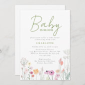 ワイルドフラワーベビーイン開花ベビーシャワー招待状 招待状 (正面/裏面)