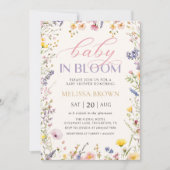 ワイルドフラワーベビーイン開花ベビーシャワー招待状 招待状 (正面)