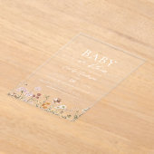 ワイルドフラワーベビーイン開花ベビーシャワー アクリル招待状 (レイダウン)
