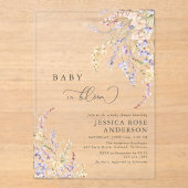 ワイルドフラワーベビーイン開花ベビーシャワー アクリル招待状 (正面)