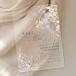 ワイルドフラワーベビーイン開花ベビーシャワー アクリル招待状