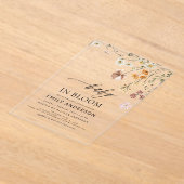 ワイルドフラワーベビーイン開花ベビーシャワー アクリル招待状 (レイダウン)