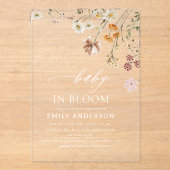 ワイルドフラワーベビーイン開花ベビーシャワー アクリル招待状 (正面)