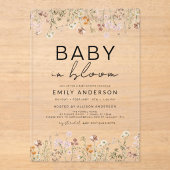 ワイルドフラワーベビーイン開花ベビーシャワー アクリル招待状 (正面)