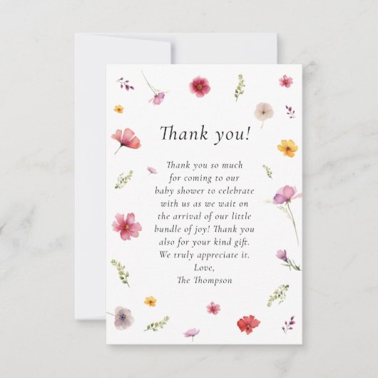 ワイルドフラワーベビーイン開花ベビーシャワー サンキューカード (正面)