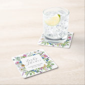 ワイルドフラワーベビーイン開花ベビーシャワー スクエアペーパーコースター (インサイチュ)