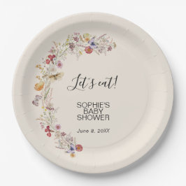 ワイルドフラワーベビーイン開花ベビーシャワー ペーパープレート