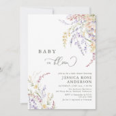 ワイルドフラワーベビーイン開花ベビーシャワー 招待状 (正面)