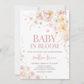 ワイルドフラワーベビーイン開花ベビーシャワー 招待状 (正面)