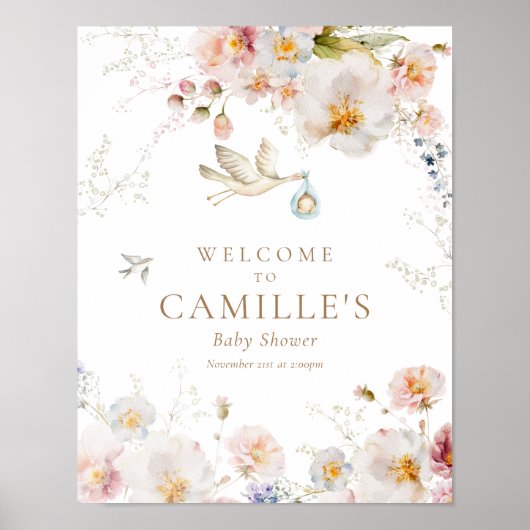 ワイルドフラワーベビーイン開花ボーイベビーシャワー ポスター (正面)