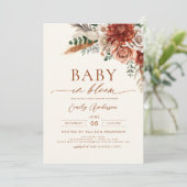ワイルドフラワーベビーイン開花秋の赤ちゃんシャワー 招待状 (スタンド正面)