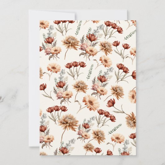 ワイルドフラワーベビーイン開花秋の赤ちゃんシャワー 招待状 (裏面)