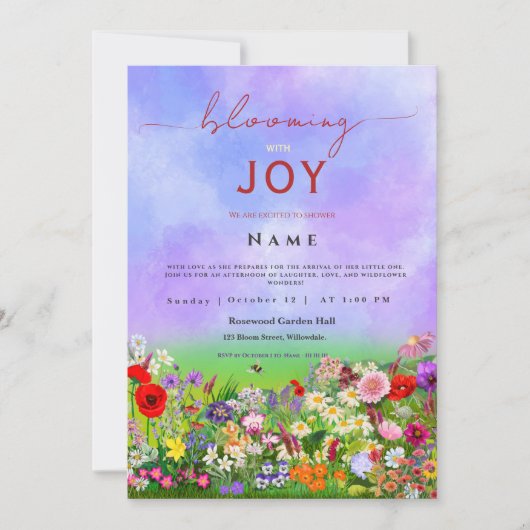 ワイルドフラワーベビーイン開花 男女兼用 招待状 (正面)