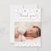 ワイルドフラワーベビーガールシャワー写真サンキューカード サンキューカード (正面)