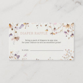 ワイルドフラワーベビーガール赤ちゃんシャワーおむつラッフル エンクロージャーカード