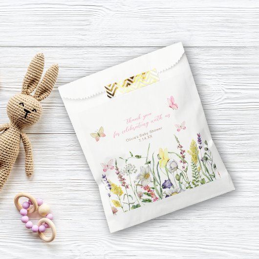 ワイルドフラワーベビーシャワーありがとうございますお願いバッグ フェイバーバッグ