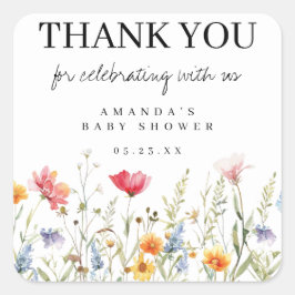 ワイルドフラワーベビーシャワーありがとう スクエアシール