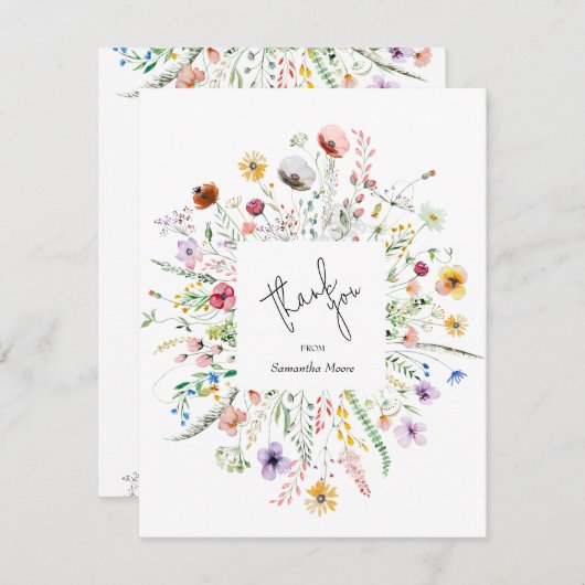 ワイルドフラワーベビーシャワーありがとう ノートカード (正面/裏面)