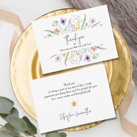 ワイルドフラワーベビーシャワーありがとう ノートカード