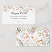 ワイルドフラワーベビーシャワーおむつラッフルインサート エンクロージャーカード (正面/裏面)