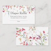 ワイルドフラワーベビーシャワーおむつラッフルインサート エンクロージャーカード (正面/裏面)