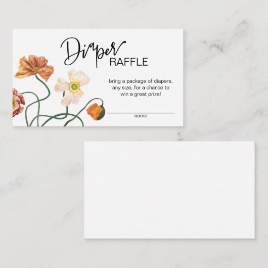 ワイルドフラワーベビーシャワーおむつラッフルエンクロージャー エンクロージャーカード (正面/裏面)