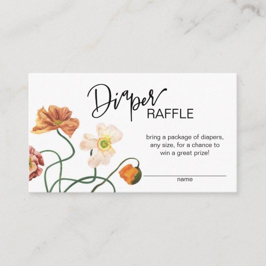 ワイルドフラワーベビーシャワーおむつラッフルエンクロージャー エンクロージャーカード (正面)