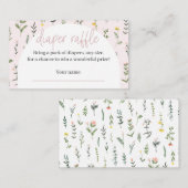 ワイルドフラワーベビーシャワーおむつラッフルカード エンクロージャーカード (正面/裏面)