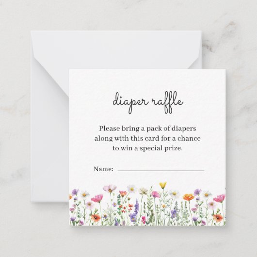 ワイルドフラワーベビーシャワーおむつラッフルカード ノートカード (正面)
