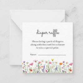 ワイルドフラワーベビーシャワーおむつラッフルカード ノートカード