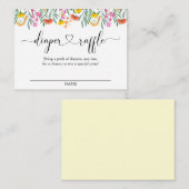 ワイルドフラワーベビーシャワーおむつラッフルチケット エンクロージャーカード (正面/裏面)