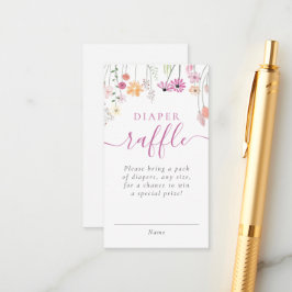 ワイルドフラワーベビーシャワーおむつラッフルチケット エンクロージャーカード