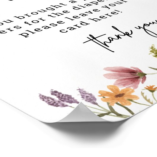 ワイルドフラワーベビーシャワーおむつラッフルデジタル ポスター (角)