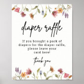 ワイルドフラワーベビーシャワーおむつラッフルデジタル ポスター (正面)