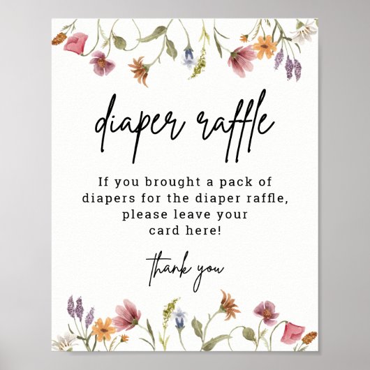 ワイルドフラワーベビーシャワーおむつラッフルデジタル ポスター (正面)